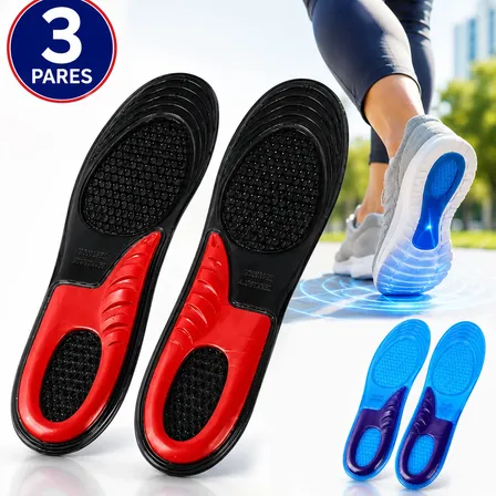 3 Pares Palmilha Gel Anti Impacto Conforto Corrida Esportes