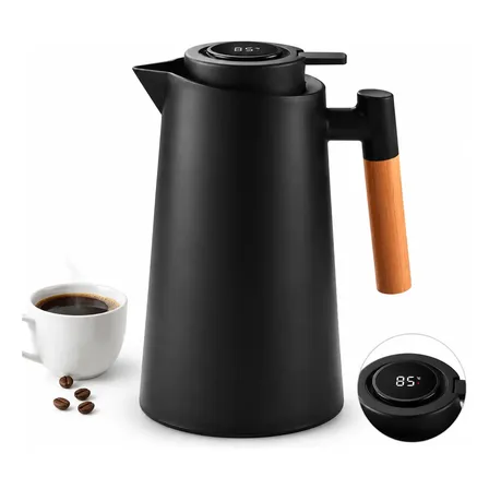 Garrafa Térmica 1 Litro Com Termômetro Led Para Chás / Café Preto