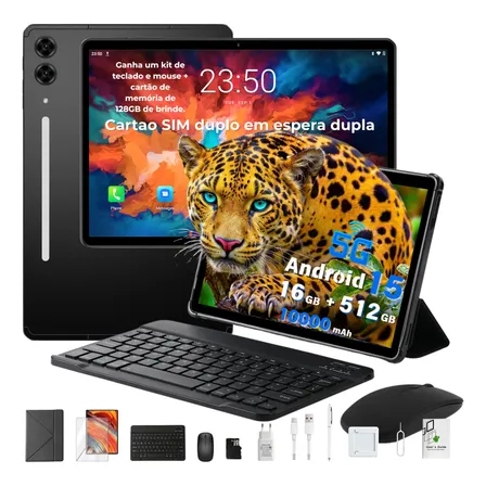 Tablet S10 Android 15 na cor cinza