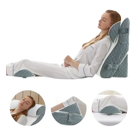 Travesseiros Cunha Anti Refluxo Encosto Pós Operatório 4pcs Cinza-escuro