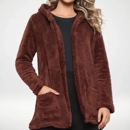 Blusa Teddy Feminina com capuz e bolsos