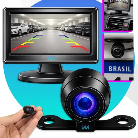 Kit Tela Visor Monitor Lcd 4.3 Polegadas + Câmera De Ré Hd