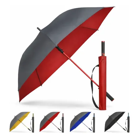 Guarda Chuva Automático Sombrinha Reforçada Grande Blackout Vermelho Tecido Duplo