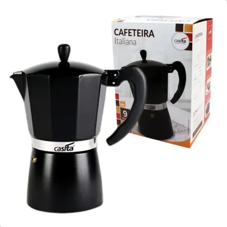 Cafeteira Italiana Moka 300ml 6 Xícaras Café Espresso Preto