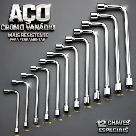 Jogo Chaves Biela Canhão 12 Peças Crv Original 8mm A 19mm Jg Chave Biela 12 Peças 8mm A 19mm