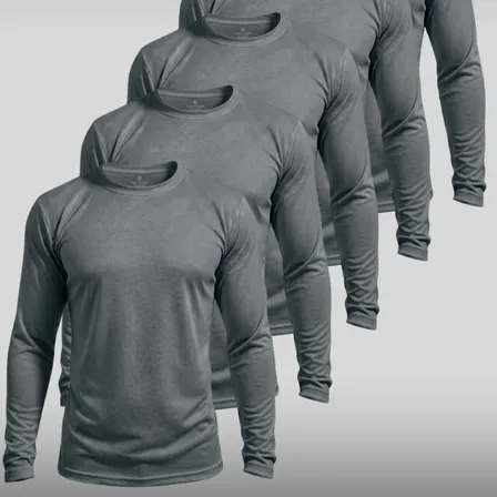 Kit 5 Camisetas Térmica Masculina Manga Longa Dry Fit Cinza-escuro G