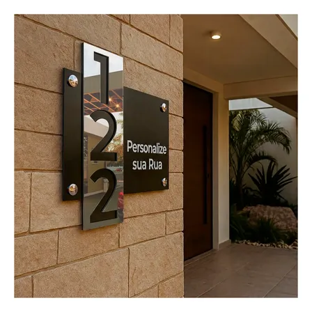 Placa De Números Residenciais Alumínio Composto Acm Moderna