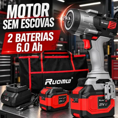 Chave De Impacto 1700N.m Brushless a Bateria com 2 Baterias 6.0AH
