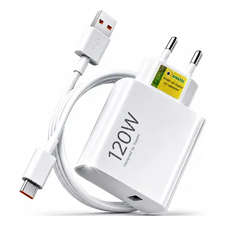 Carregador turbo 120w usb-c na cor branca para Xiaomi Redmi Poco X7