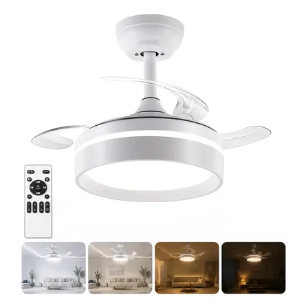 Ventilador De Teto 71cm Controle Remoto Bivolt Silencioso 30 Cm 60 Hz Branco 127/220v Transparente Policarbonato 3