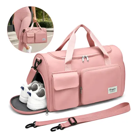 Bolsa mala de mão dobrável na cor rosa para viagem e academia