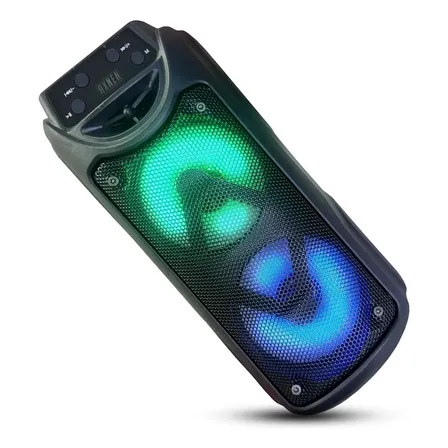 Caixa de Som Portátil Axnen AX-3212 Bluetooth 10W com LED, Rádio e USB