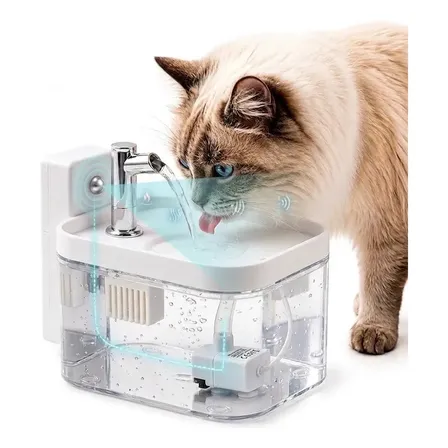 Bebedouro Fonte Automático Cães Gatos Com Sensor E Sem Fio Cor Branco