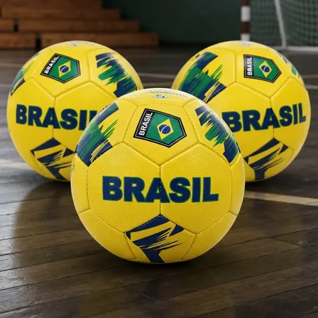 Kit 3 Bolas De Futebol Infantil E Adulto N 5 Brasil Seleção Amarelo