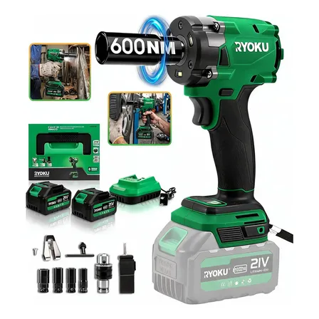 Chave De Impacto 21v Brushless Com 2 Baterias Sem Escova Verde 127/220v