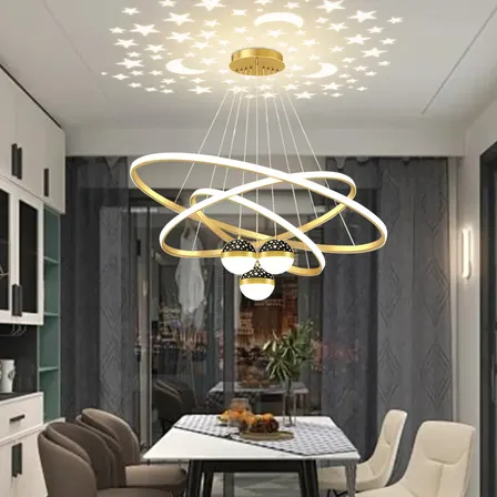 Lustre Teto Led Moderno, luminária pendente sala 3 arcos 60w 127/220v amarelo