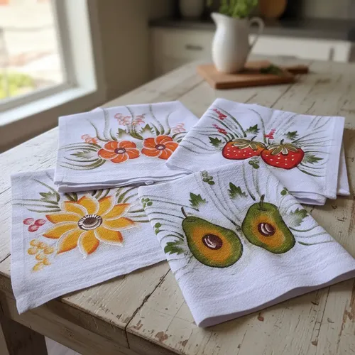 10 Panos De Prato Pintado A Mão Coloridos Com Bainha