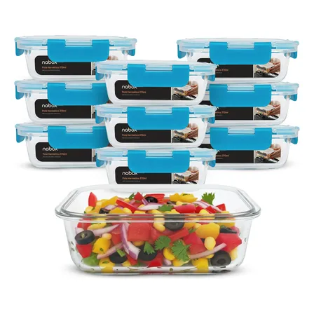 10 Potes Herméticos Com Travas Mega Resistente 370ml Frutas