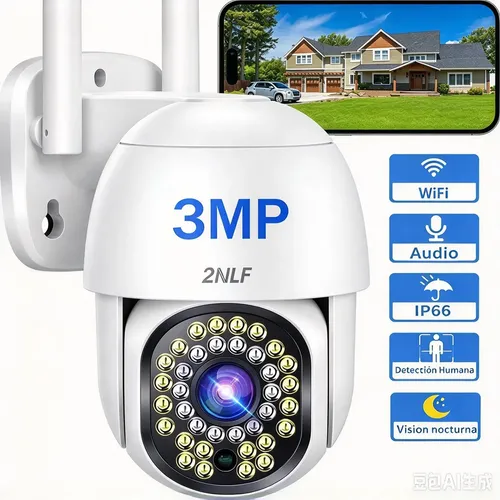 2NLF Câmera Segurança Mini Domo Externa WiFi Full HD IP66 À Prova D'água Visão Noturna Infravermelho Áudio Bidirecional