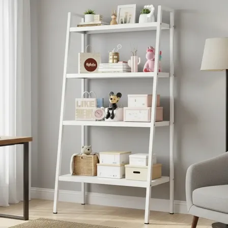4 Prateleiras Estante Industrial De Aço Para Livros Multiuso Branco