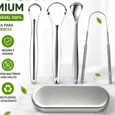 4 Raspador Língua Limpador De Lingua Raspadores Inox Prateado