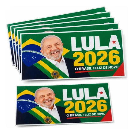 60 Adesivos Eleição Lula Bandeira Brasil Carro Parede Vidro 8x8 Cm 8x6cm