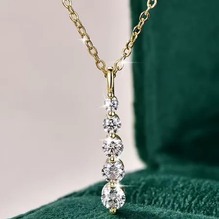 Colar placa de diamantes lab moissanite certificado ouro 14k