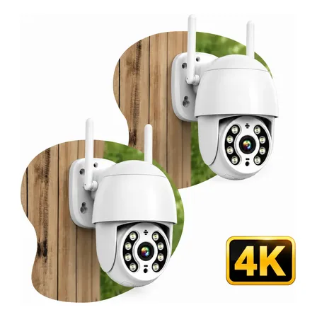 Kit com 2 câmeras de segurança IP Wi-Fi na cor branca