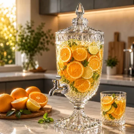 Suqueira Dispenser De Cristal Diamond Sucos 5l Transparente Transparente
