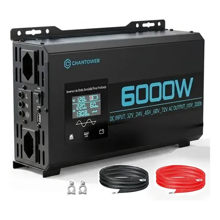 Inversor de energia 12v 220v 6000w onda senoidal pura
