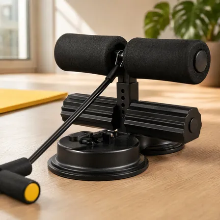 Aparelho abdominal com ventosa na cor preta para exercícios em casa