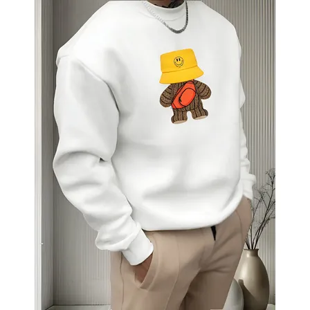 Moletom gola redonda modelo Urso Chapeu