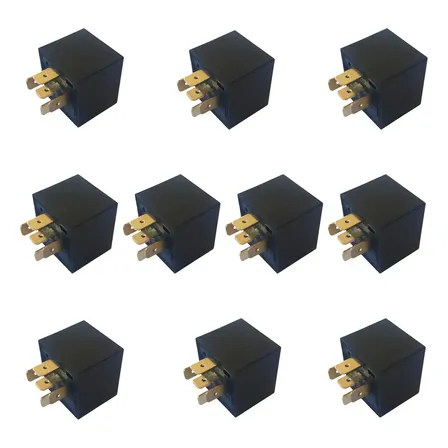 Kit 10 Relê Auxiliar 5 Pinos Universal 40a Vidro Eletri