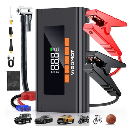 Auxiliar de partida bateria portátil para carro e moto com compressor de ar