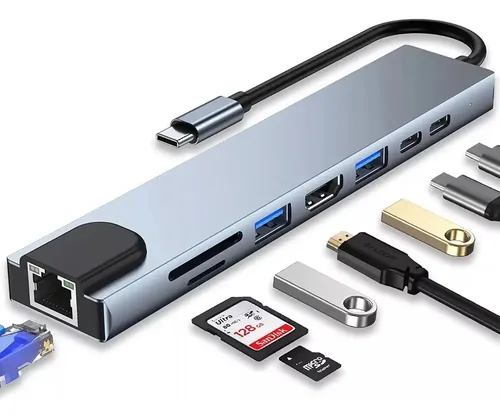 Adaptador Hub Usb C 8 Em 1 Tipo C Para Hdmi Usb 3.0 4k Nat