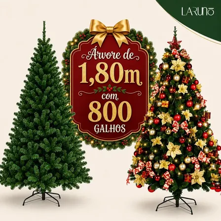Árvore De Natal Canadense 1,80m Com 800 Galhos Pinheiro Luxo Grande Decoração Natal para Casa LARUNO