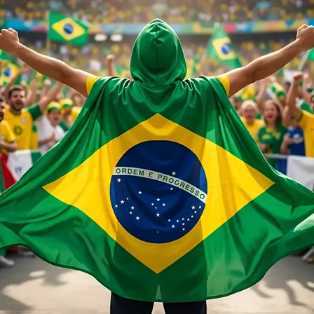 Bandeira Corpo Body Flag Brasil Desfile Vestir Capuz Capa 1 Unidade