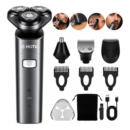 Barbeador Elétrico Com Cabeça Flutuante 3d 4 Em 1 Aparador Cinza-escuro 5v