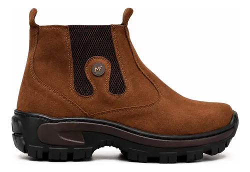 Bota Coturno Adventure Couro Kit Palmilha Reforçado Pvc 3080 Marrom Liso 41 Br