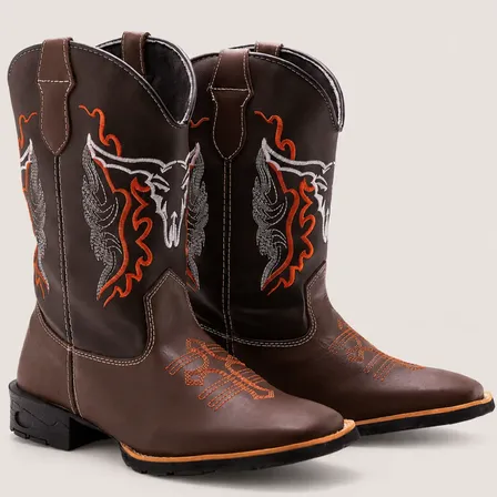 Bota Masculina Texana Estilo Country Bico Quadrado Cowboy