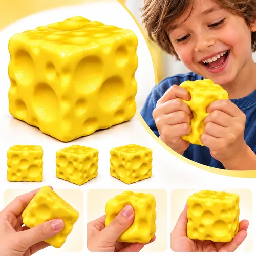 Brinquedo Squishy Bloco De Queijo Anti Estresse Sensorial Amarelo