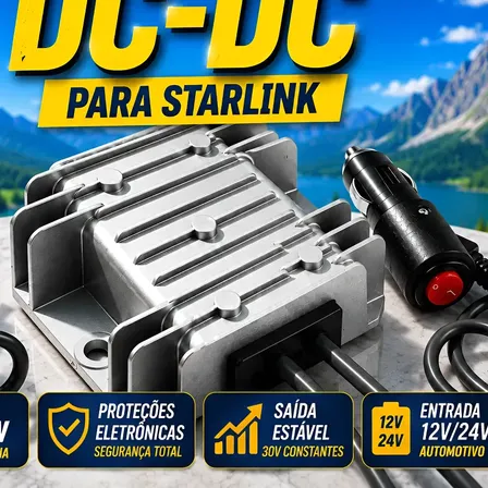 Cabo 2m Conversor Starlink Mini De 12/24v Para 30v Veicular