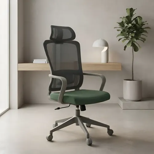 Cadeira Escritorio Ergonomica Presidente Soft Confortavel Cinza-esverdeado