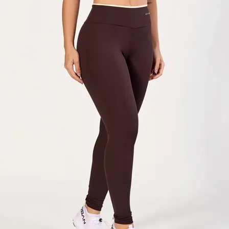 Calça Legging Canelada Cintura Alta Fit Urban Marrom Liso G