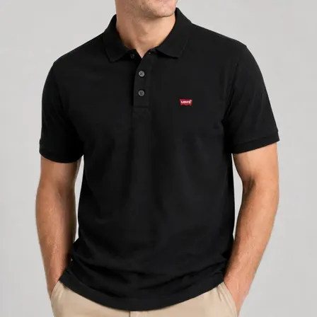 Camisa Polo Levis Housemark Masculina Levi's® Preta Lobo M Liso