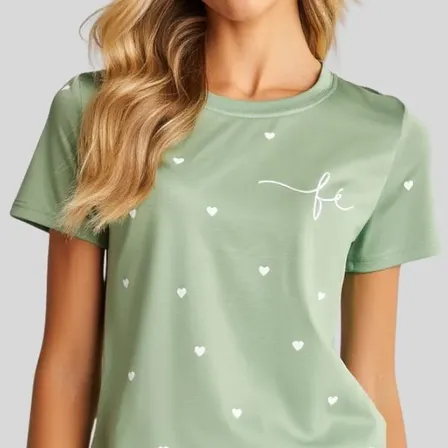 Camiseta Feminina Silcada T-shirts Blusa Baby Look Verde Silcado G Personalizado