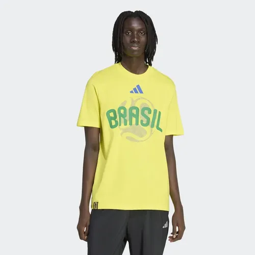 Camiseta Masculina Brasil Copa Do Mundo Da Fifa 26 adidas Amarelo Estampa Localizada M Liso