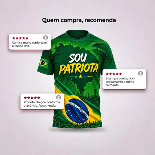 Camiseta Patriota Brasil Bolsonaro Anti Petista Fora Pt Verde Brasil M Estampa Localizada