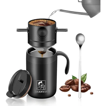 Caneca Térmica De 500ml Mantenha Aquecido E Frio Portátil Preto Garrafa Térmica De Café