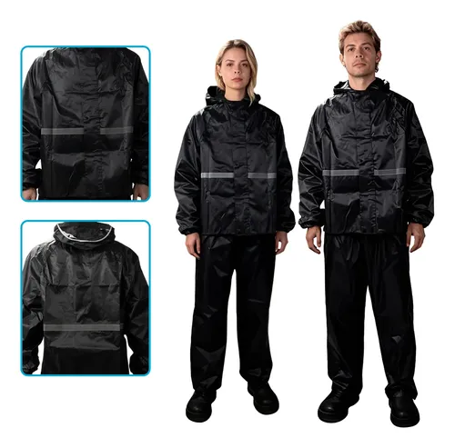 Capa De Chuva Moto Impermeável Pvc Motoqueiro Preto M